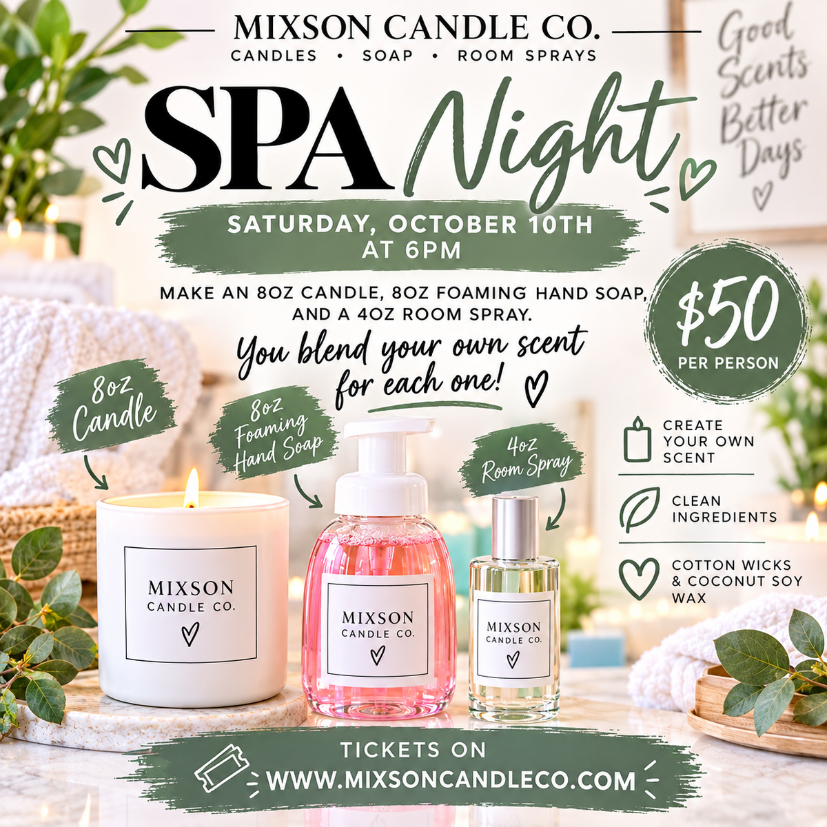 Spa Night~ Saturday, October 10th at 6pm