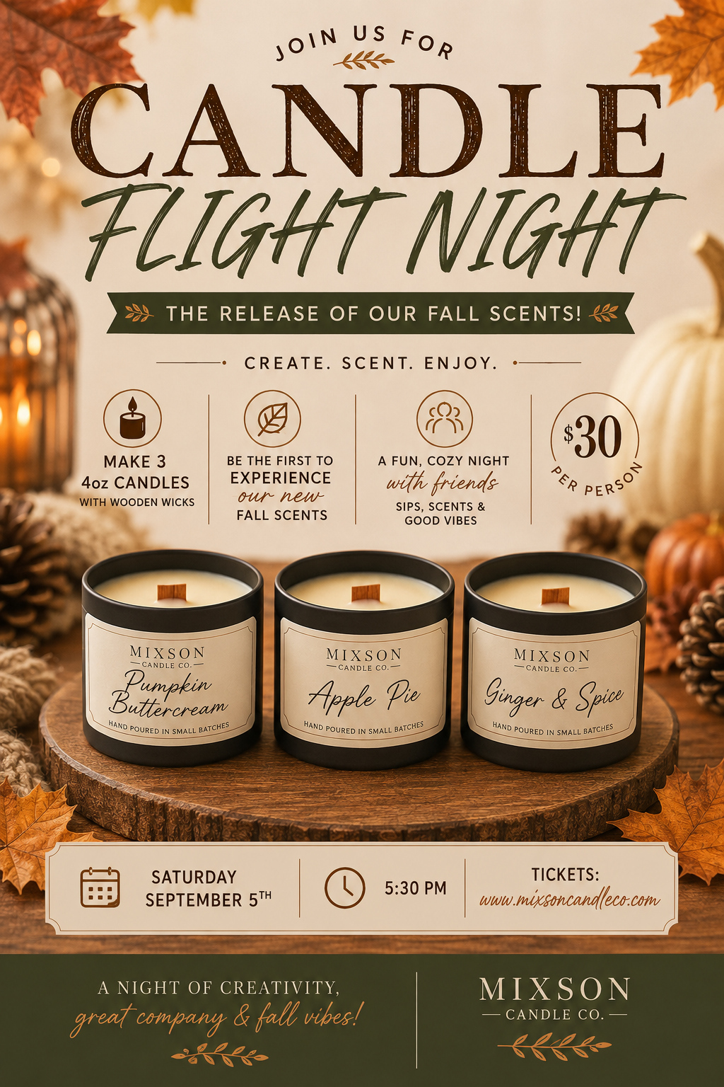 Candle Flight Night ~Saturday, September 5th at 5:30pm