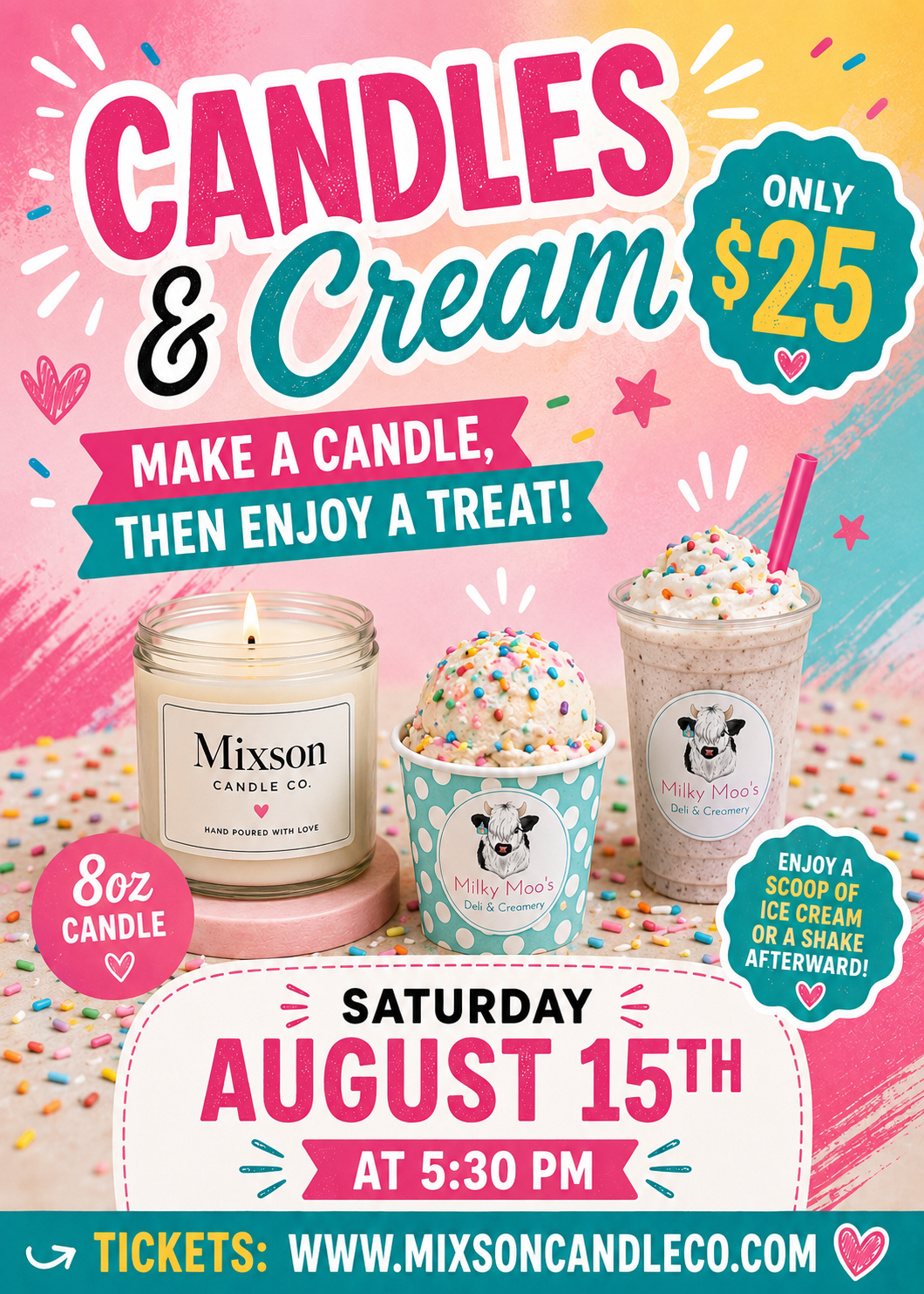 Ice Cream & Candles ~ Saturday, August 15th at 5:30